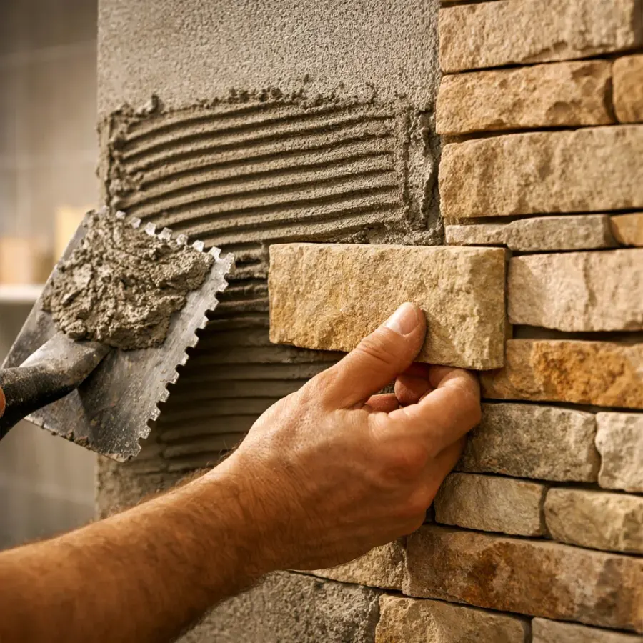 Pose de pierre de parement décorative par Guvercin Carrelage